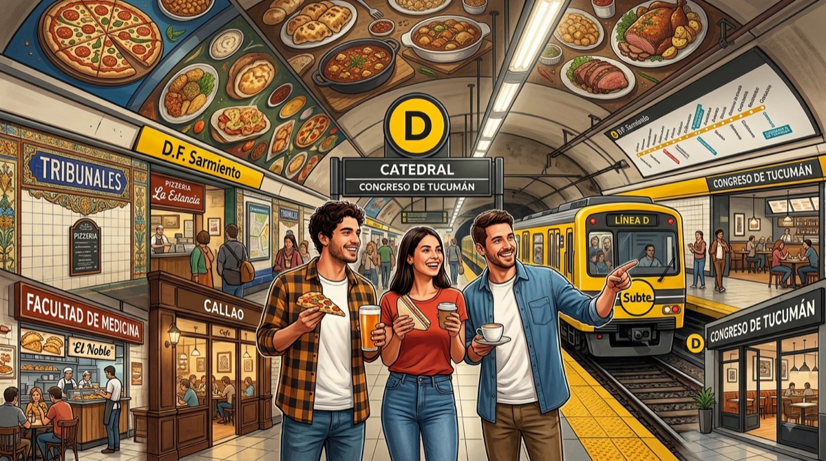 Catorce paradas gastronómicas en la línea D del subte porteño