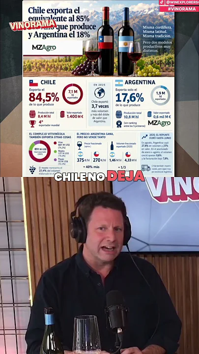 Chile exporta más vino que Argentina.