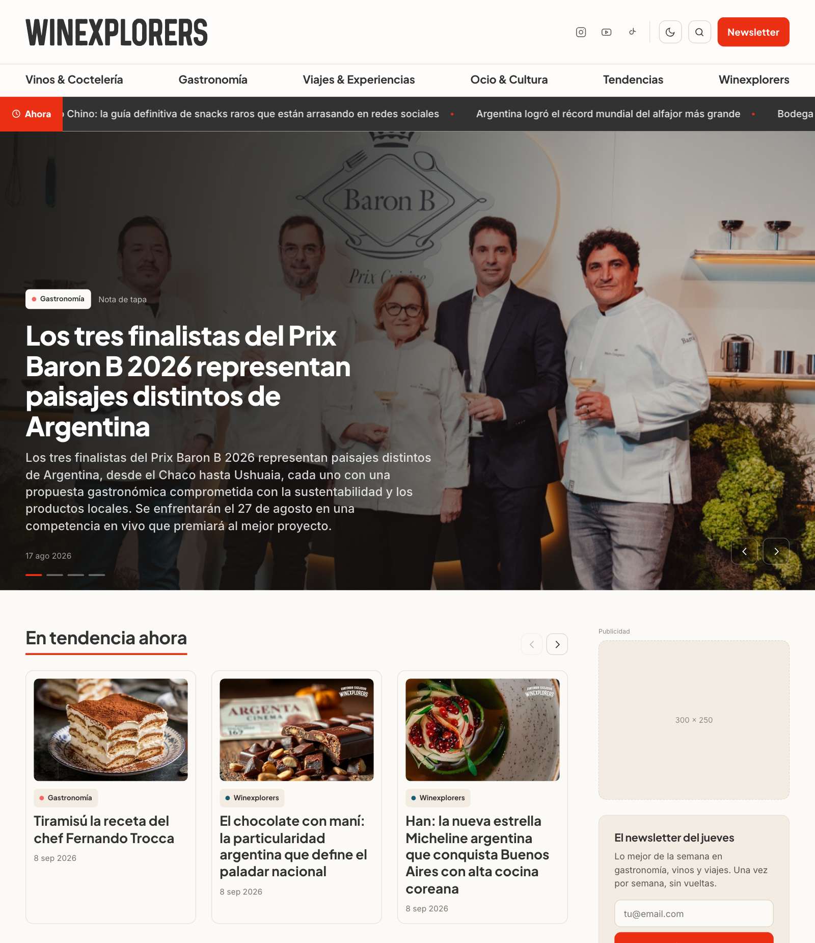 El home del sitio nuevo de Winexplorers